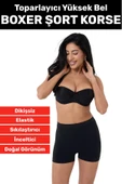 Özel Üretim İz Göstermez Yüksek Bel Sıkılaştırıcı İnceltici Toparlayıcı Dikişsiz Boxer Şort Korse thumbnail 1
