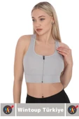 Özel Üretim Göğüs Toparlayıcı Sarkma Önleyen Spor Gündelik Kullanım Fermuarlı Şık Crop Büstiyer - 2