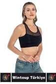 Özel Üretim Göğüs Toparlayıcı Sarkma Önleyen Spor Gündelik Kullanım Tül Detay Çok Şık Crop Büstiyer - 2