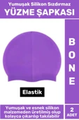 Özel Üretim Su Geçirmez Elastik Yüzücü Havuz Deniz Yüzme Şapkası Yumuşak Silikon Bone 2 Adet - 1