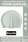 Premium Su Geçirmez Elastik Yumuşak Yüzücü Havuz Deniz Yüzme Şapkası Silikon Bone 1 Adet - 1