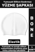 Premium Su Geçirmez Elastik Yumuşak Yüzücü Havuz Deniz Yüzme Şapkası Silikon Bone 1 Adet - 1