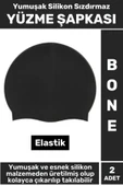 Özel Üretim Su Geçirmez Elastik Yüzücü Havuz Deniz Yüzme Şapkası Yumuşak Silikon Bone 2 Adet - 1