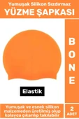 Özel Üretim Su Geçirmez Elastik Yüzücü Havuz Deniz Yüzme Şapkası Yumuşak Silikon Bone 2 Adet - 1