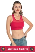 Özel Üretim Göğüs Toparlayıcı Sarkma Önleyen Spor Gündelik Kullanım Tül Detay Çok Şık Crop Büstiyer - 2