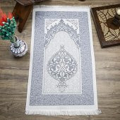 Hediyelik İpek Nur Tafta Seccade Lacivert 68x110 cm - 300 gr - 1