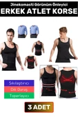 Özel Üretim Jinekomasti Dik Duruş Toparlayıcı Göbek Sıkılaştırıcı Elastik Erkek Atlet Korse 3 Adet thumbnail 1