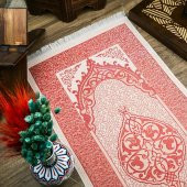 Hediyelik İpek Nur Tafta Seccade Kırmızı 68x110 cm - 300 gr - 2