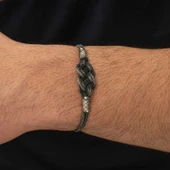 Gümüş Kazaziye Örgü Bileklik - 2