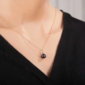 Gümüş Rose Yuvarlak İnci Kadın Kolye - 2