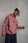 Erkek Maske Baskılı Kapüşonlu Sweat - Gül Kurusu - 3