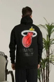 Unisex Kapşonlu Baskılı Sweetshirt - Siyah - 2