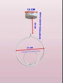 DMR Tekli Dikey Çift Halka Sarkıt Led Avize BEYAZ Kasa Üç Renk 6500k/4000k/3000k (Beyaz/Ilık Beyaz/Sarı (Günışığı)) - 2
