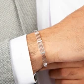 ​Gümüş Parçalı Erkek Bileklik thumbnail 3