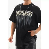 Unisex Oversize Kolye Dahil T-Shirt - Siyah - 1