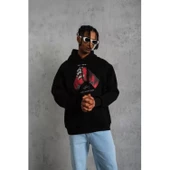 Erkek Eldiven Baskılı Kapüşonlu Sweat - Siyah - 2