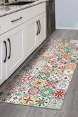 Frenda Home Çini Desenli Kaymaz Deri Taban Yıkanabilir Halı  KIRMIZI 80X300 - 3