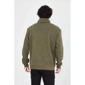 Erkek Yarım Fermuarlı Baskılı Sweat - Yeşil - 3