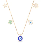 Gümüş Rose Nazarlı Şans Kadın Kolye thumbnail 1