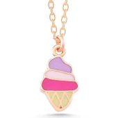 Gümüş Rose Renkli Dondurma Kadın kolye thumbnail 1