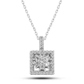 Gümüş Kare Zirkon Taşlı Kadın Kolye - 1