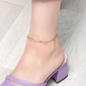 Gümüş Rose Çift Zincirli Kalp Zirkon Taşlı Halhal - 2