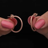 Gümüş Rose Kalemli Halka Kadın Küpe thumbnail 1