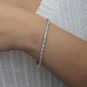 Gümüş Beyaz Taşlı Su Yolu Kadın Bileklik - 2