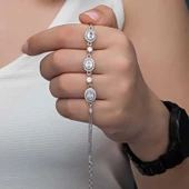 Gümüş Oval Taşlı Kadın Bileklik - 2