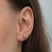 Gümüş Renkli Dorika Kadın Çivili Küpe - 5