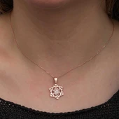 Gümüş Rose Kar Tanesi Kadın Kolye thumbnail 6