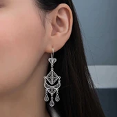 Gümüş Telkari Sallantılı Kadın Küpe - 3