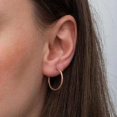 Gümüş Rose Kalemli Halka Kadın Küpe thumbnail 3