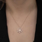 Gümüş Rose Kar Tanesi Kadın Kolye - 5