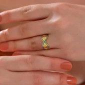 Gümüş Gold Zirkon Taşlı Sonsuzluk Kadın Yüzük thumbnail 2