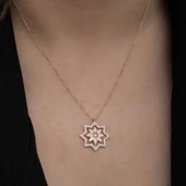 Gümüş Rose Kar Tanesi Kadın Kolye - 7