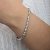 Gümüş Beyaz Taşlı Su Yolu Kadın Bileklik - 6