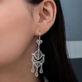 Gümüş Telkari Sallantılı Kadın Küpe - 2