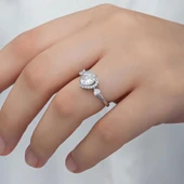 Gümüş Beyaz Taşlı Kalpli Kadın Yüzük thumbnail 6