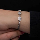 ​Gümüş Baget Taşlı Kadın Bileklik thumbnail 5