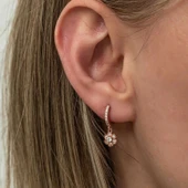 Gümüş Sallantılı Rose Minimal Çiçek Kadın Küpe - 3