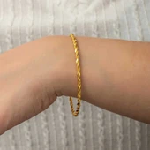 Gümüş Gold İkili Burgu Kadın Bilezik - 3
