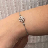 Gümüş Yonca Baget Taşlı Kadın Bileklik - 3