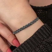 Gümüş Kazaziye Örgü Bileklik thumbnail 2