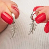 Gümüş Sallantılı Başak Kadın Küpe - 1