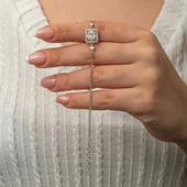 Gümüş Kare Baget Taşlı Kadın Bileklik thumbnail 2