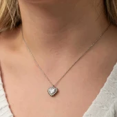 Gümüş Zirkon Taşlı Kalp Kadın Kolye thumbnail 5