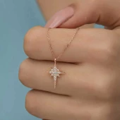 Gümüş Rose Kutup Yıldızı Kadın Kolye - 2