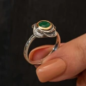 Gümüş Çiçek Desenli Otantik Kadın Yüzük - 1