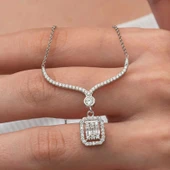 Gümüş Baget Taşlı Gerdanlık Model Kadın Kolye thumbnail 1